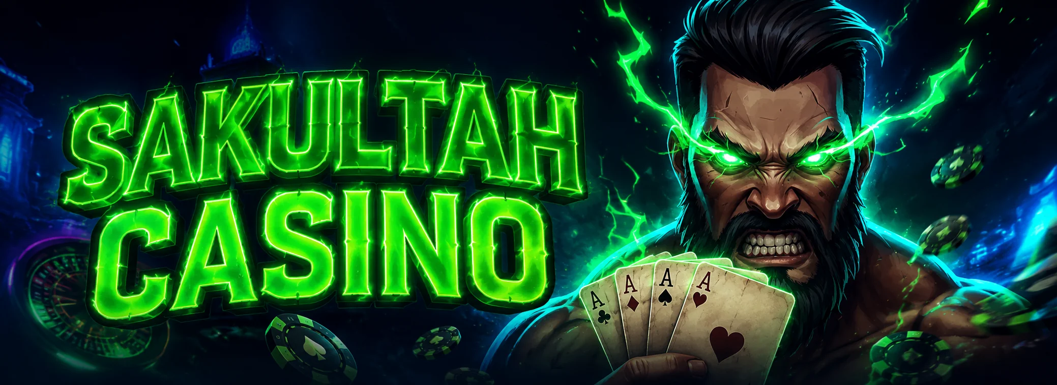 Sakultah Casino giriş görseli: yeşil şimşekli Sakultah karakteri ve 10.000 ₺ hoş geldin bonusu